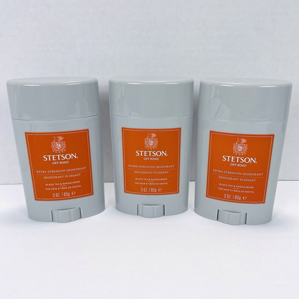 Lot of 3 STETSON OFF ROAD DEODORANT Sandalwood Personal Care Extra Strength NEW